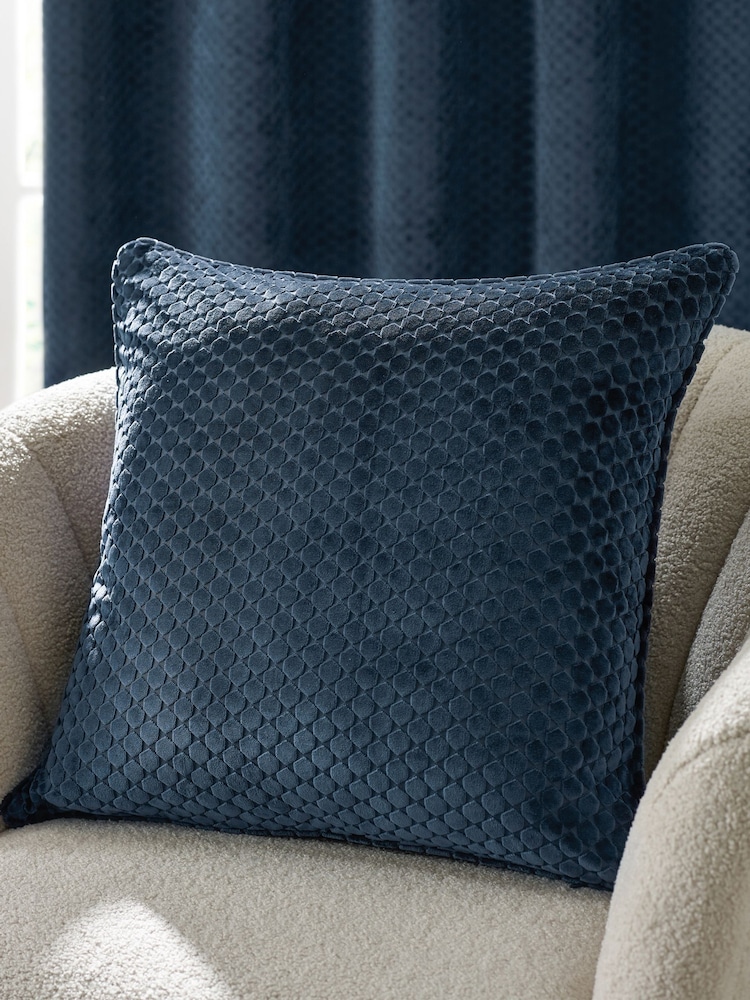 Paoletti Navy Crushed Velvet Cushion - Image 1 of 5 Paoletti Navy Crushed Velvet Cushion - Image 1 of 5