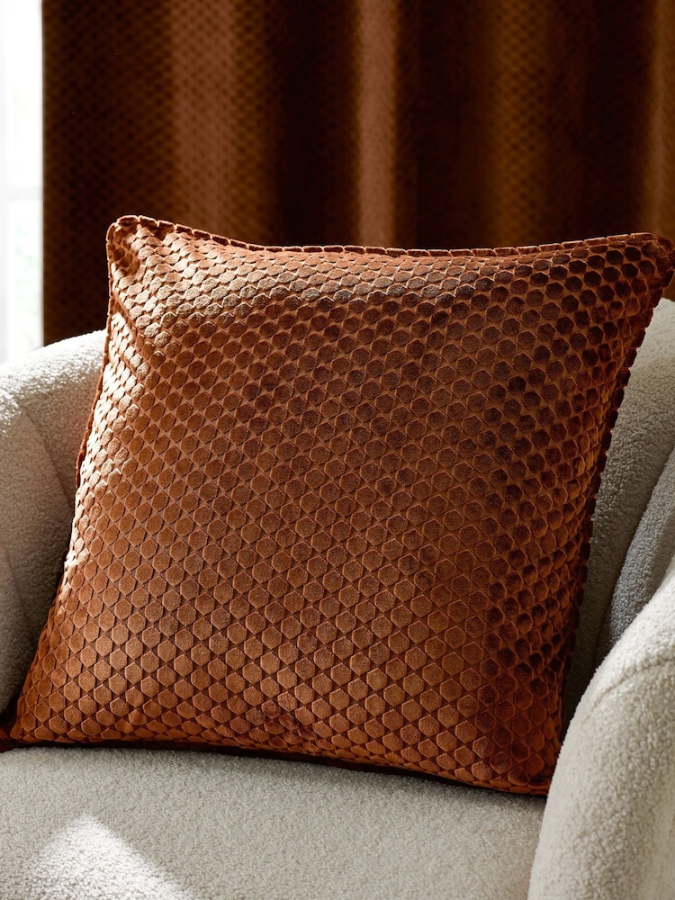Paoletti Copper Crushed Velvet Cushion - Image 1 of 5 Paoletti Copper Crushed Velvet Cushion - Image 1 of 5