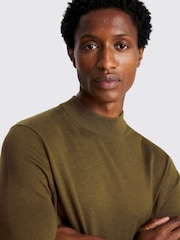 MOSS Green Melange Merino Mock Neck Jumper - Image 3 of 3