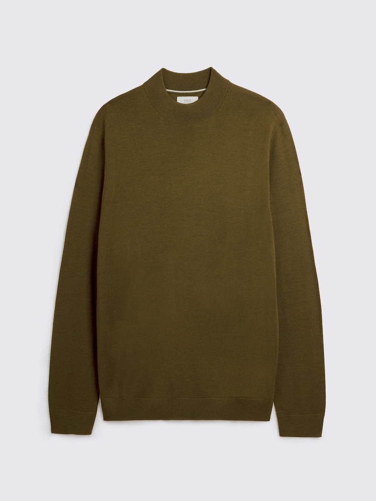 MOSS Olive Green Blend Mock Neck Jumper - Image 4 of 4 MOSS Olive Green Blend Mock Neck Jumper - Image 4 of 4