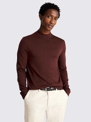 MOSS Tobacco Merino Blend Mock Neck Jumper - Image 1 of 3