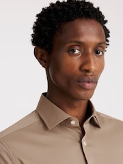 MOSS Slim Fit Natural Straw Stretch Shirt - Imagem 2 de 3