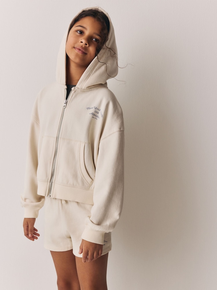 Superdry Cream Sweat Top & Shorts Set - Image 1 of 7 Superdry Cream Sweat Top & Shorts Set - Image 1 of 7