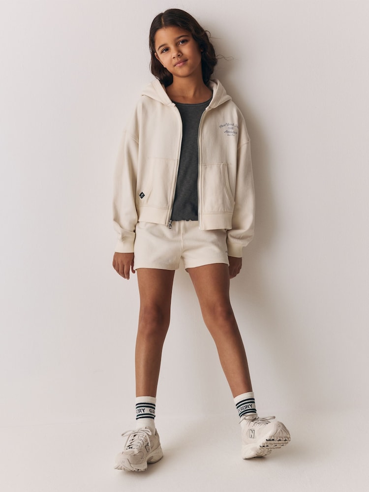 Superdry Cream Sweat Top & Shorts Set - Image 2 of 7 Superdry Cream Sweat Top & Shorts Set - Image 2 of 7