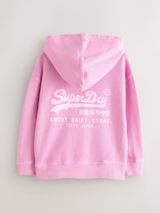 Superdry Pink Logo Hoodie - Image 6 of 9