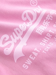 Superdry Pink Logo Hoodie - Image 9 of 9