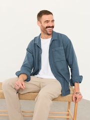 FatFace Salcombe Relaxed Fit French Navy Long Sleeve Garment Dye Shirt - Image 4 of 6