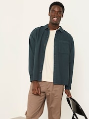 FatFace Salcombe Relaxed Fit Dark Green Long Sleeve Garment Dye Shirt - Image 1 of 6