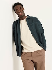 FatFace Salcombe Relaxed Fit Dark Green Long Sleeve Garment Dye Shirt - Image 3 of 6