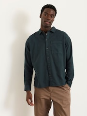 FatFace Salcombe Relaxed Fit Dark Green Long Sleeve Garment Dye Shirt - Image 4 of 6