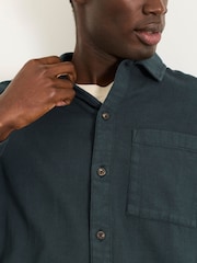 FatFace Salcombe Relaxed Fit Dark Green Long Sleeve Garment Dye Shirt - Image 5 of 6