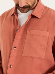FatFace Salcombe Relaxed Fit Dusky Orange Long Sleeve Garment Dye Shirt - Image 3 of 6