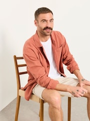 FatFace Salcombe Relaxed Fit Dusky Orange Long Sleeve Garment Dye Shirt - Image 4 of 6