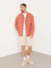 FatFace Salcombe Relaxed Fit Dusky Orange Long Sleeve Garment Dye Shirt - Image 5 of 6