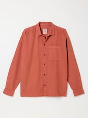 FatFace Salcombe Relaxed Fit Dusky Orange Long Sleeve Garment Dye Shirt - Image 6 of 6