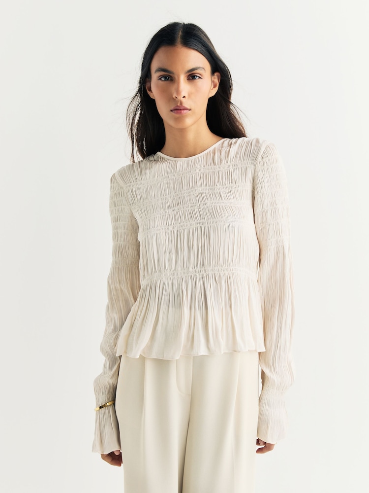 By Malene Birger Cream Night Sky Ovas Smocked Blouse - Image 1 of 5 By Malene Birger Cream Night Sky Ovas Smocked Blouse - Image 1 of 5