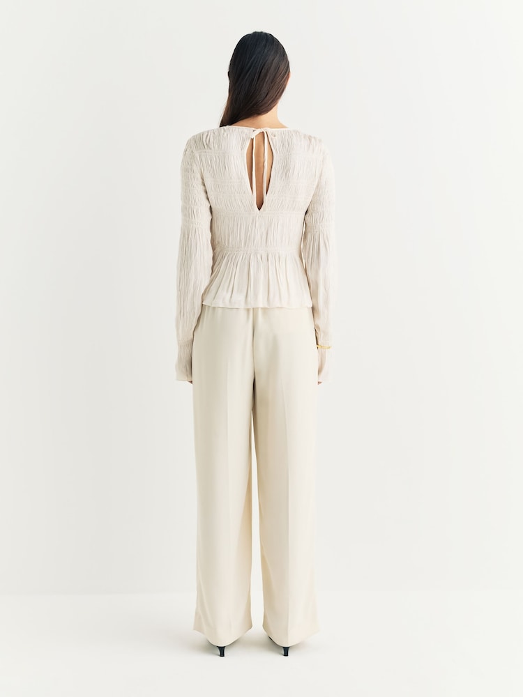 By Malene Birger Cream Night Sky Ovas Smocked Blouse - Image 2 of 5 By Malene Birger Cream Night Sky Ovas Smocked Blouse - Image 2 of 5