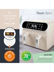 Swan Cream Retro Dual Basket Air Fryer - Image 2 of 6