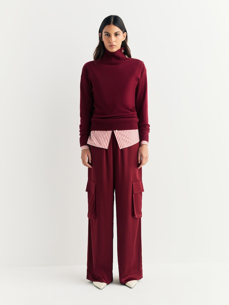 By Malene Birger Red Cabernet Cabello Satin Wide Leg Trousers - Image 1 of 5 By Malene Birger Red Cabernet Cabello Satin Wide Leg Trousers - Image 1 of 5