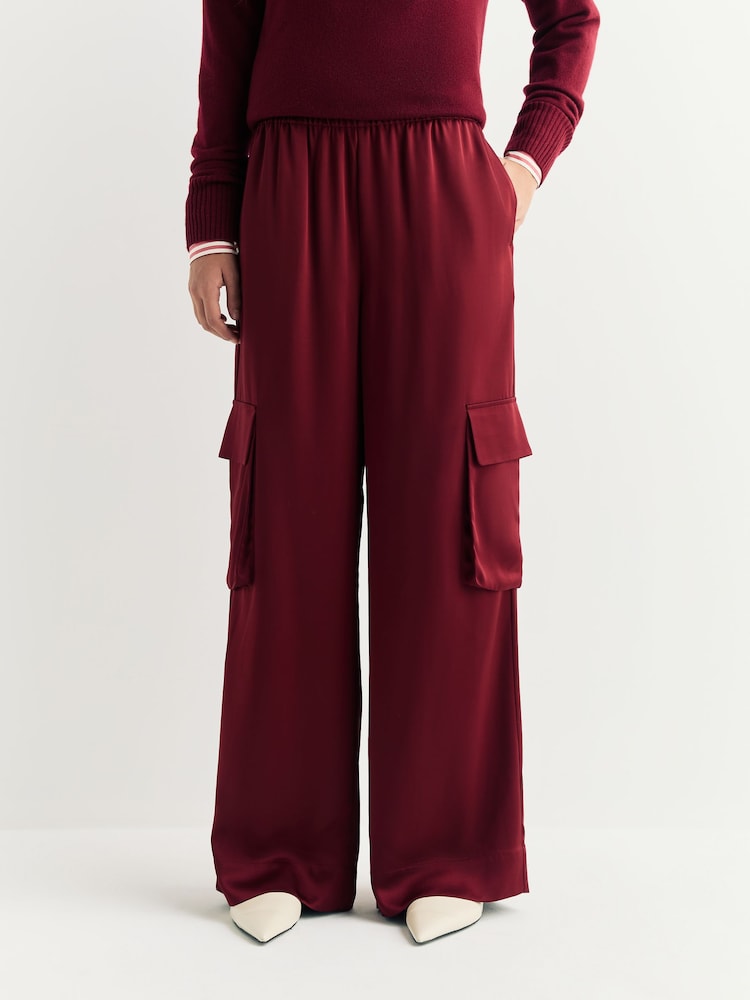 By Malene Birger Red Cabernet Cabello Satin Wide Leg Trousers - Image 5 of 5 By Malene Birger Red Cabernet Cabello Satin Wide Leg Trousers - Image 5 of 5
