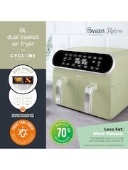 Swan Green Retro Dual Basket Air Fryer - Image 2 of 6