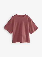 Mauve Purple Oversized Boxy Fit Heavyweight Crew Neck T-Shirt - Image 4 of 6