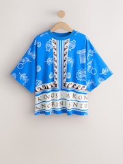 Blue Oversized Boxy Fit Heavyweight Crew Neck T-Shirt - Image 1 of 3