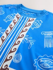 Blue Oversized Boxy Fit Heavyweight Crew Neck T-Shirt - Image 2 of 3