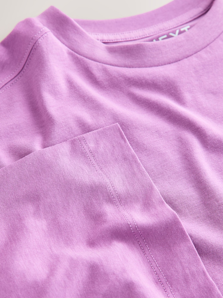 Lilac Purple Relaxed Boxy Elbow Length Crew Neck T-Shirt - Image 3 of 3