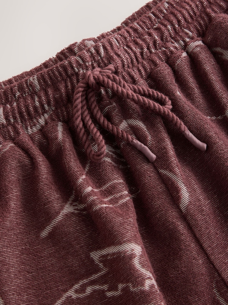 Chocolate Brown Greek Print Towelling Shorts - Image 3 of 3