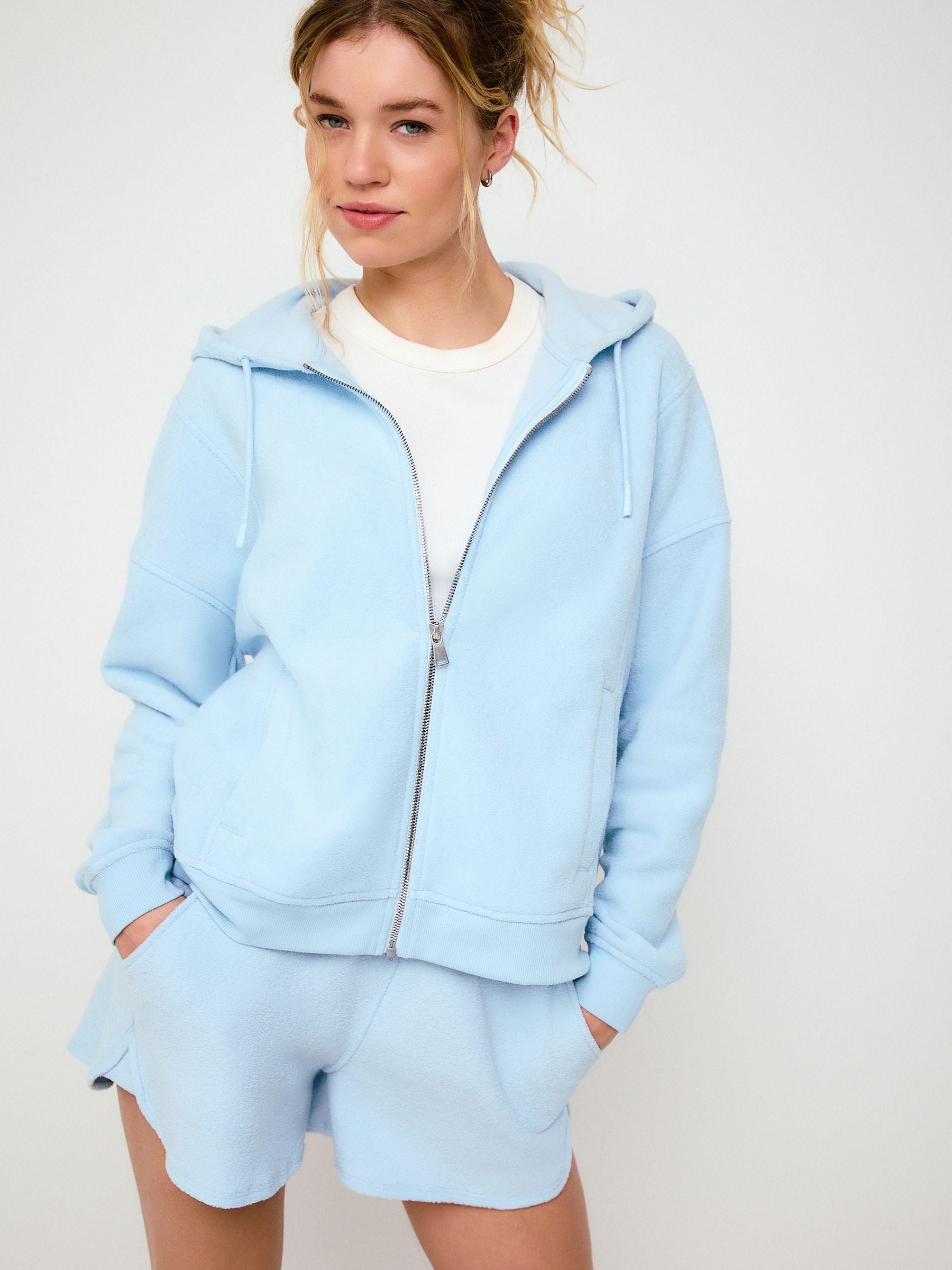 シールムリンLight Cotton Sweat Zip フーディーライトブルー Buy Light Blue Towelling Zip Through Hoodie from Next Canada