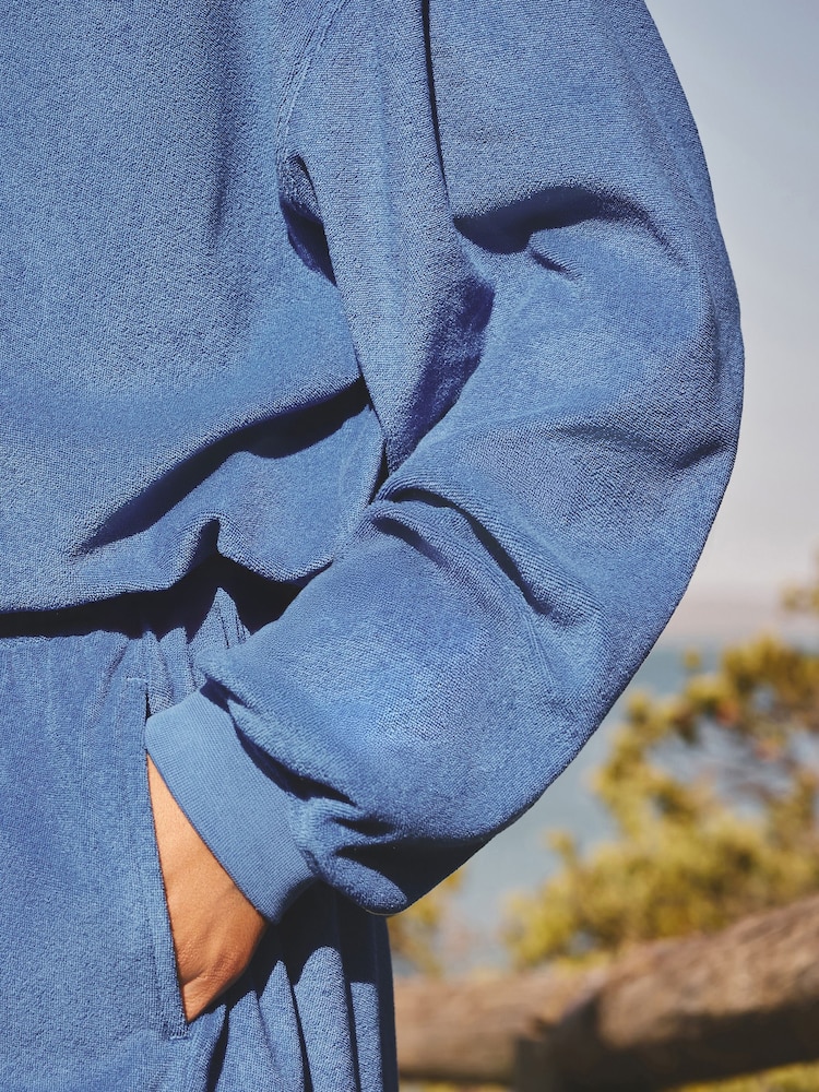 Cobalt Blue Toweling Long Sleeve Crew Neck Sweatshirt - Image 5 of 5
