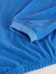 Cobalt Blue Toweling Long Sleeve Crew Neck Sweatshirt - Image 6 of 7