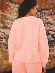 Fluro Orange Crew Neck Washed Sweatshirt - Image 4 of 8