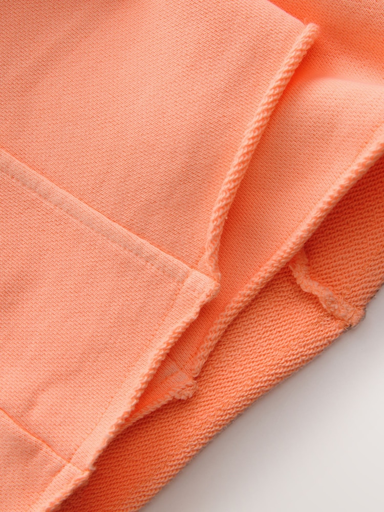 Fluro Orange Longline Washed Sweat Shorts - Image 2 of 3