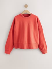 Red Crew Neck Washed Sweatshirt - Image 6 of 8