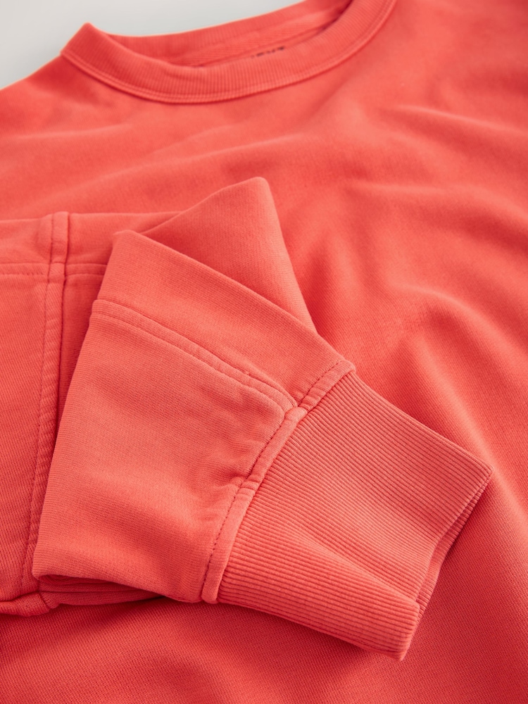 Red Crew Neck Washed Sweatshirt - Image 8 of 8