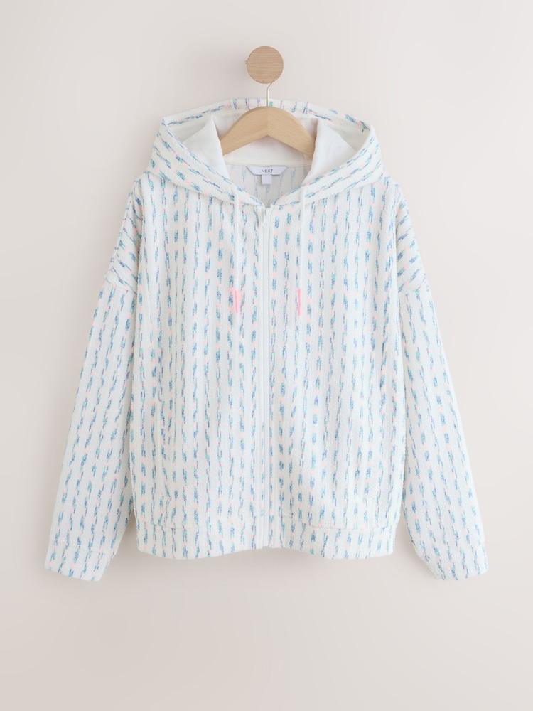 Aufdruck, Neonfarben - Frottee-Hoodie mit Reissverschluss - Bild 1 von 3