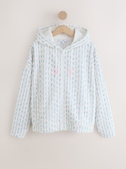 White/Fluro Stripe - קפוצ'ון מבד מגבת עם רוכסן לכל האורך - תמונה 6 מתוך 8