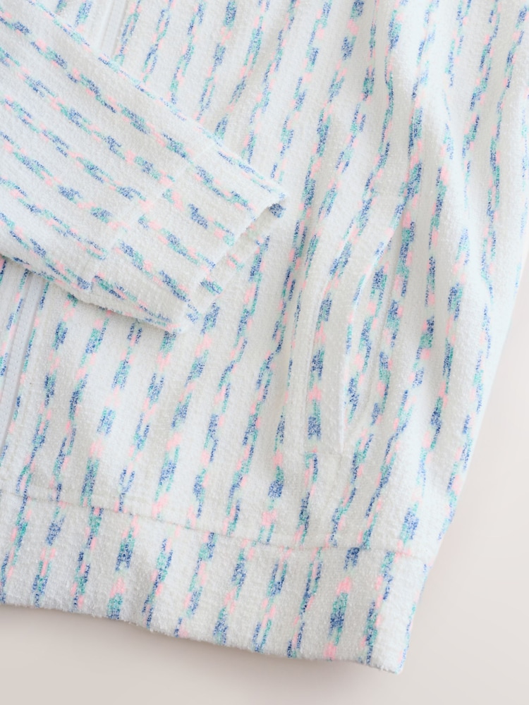 White/Fluro Stripe - קפוצ'ון מבד מגבת עם רוכסן לכל האורך - תמונה 8 מתוך 8