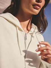 Ecru Towelling Zip Through Hoodie - Image 5 of 8