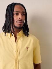 Yellow Embroidered Light Weight Oxford Short Sleeve Shirts - Image 4 of 4