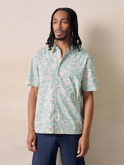 Green Hawaiian Print Short Sleeve Shirt - Image 1 of 7