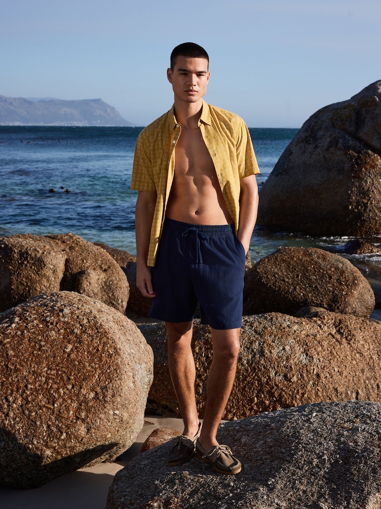 Yellow Crosshatch - Kariertes Kurzarm-Shirt - Bild 2 von 10