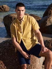 Yellow Crosshatch - Kariertes Kurzarm-Shirt - Bild 3 von 10