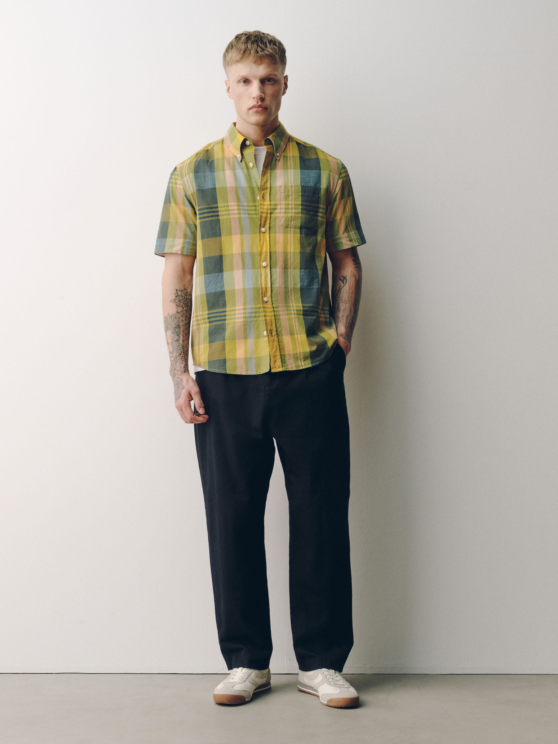 Buy Yellow Madras Check Short Sleeve Shirt from the Next UK online
