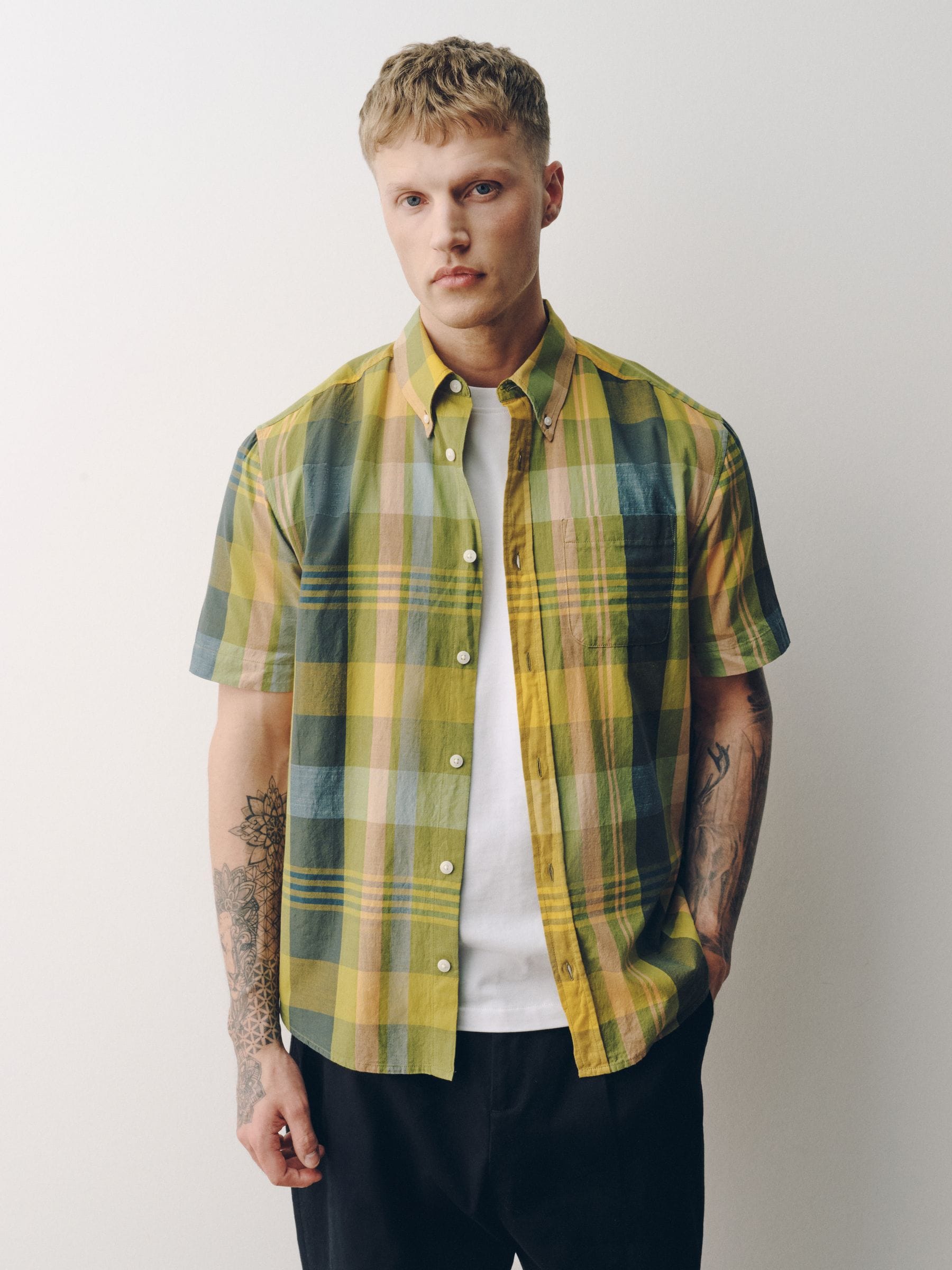 Buy Yellow Madras Check Short Sleeve Shirt from the Next UK online