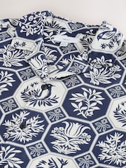 Navy Bird Jaquard Print Short Sleeve Shirt - Image 7 of 7