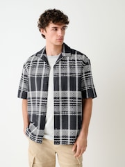 Black Waffle Check Short Sleeve Shirt - Image 3 of 7