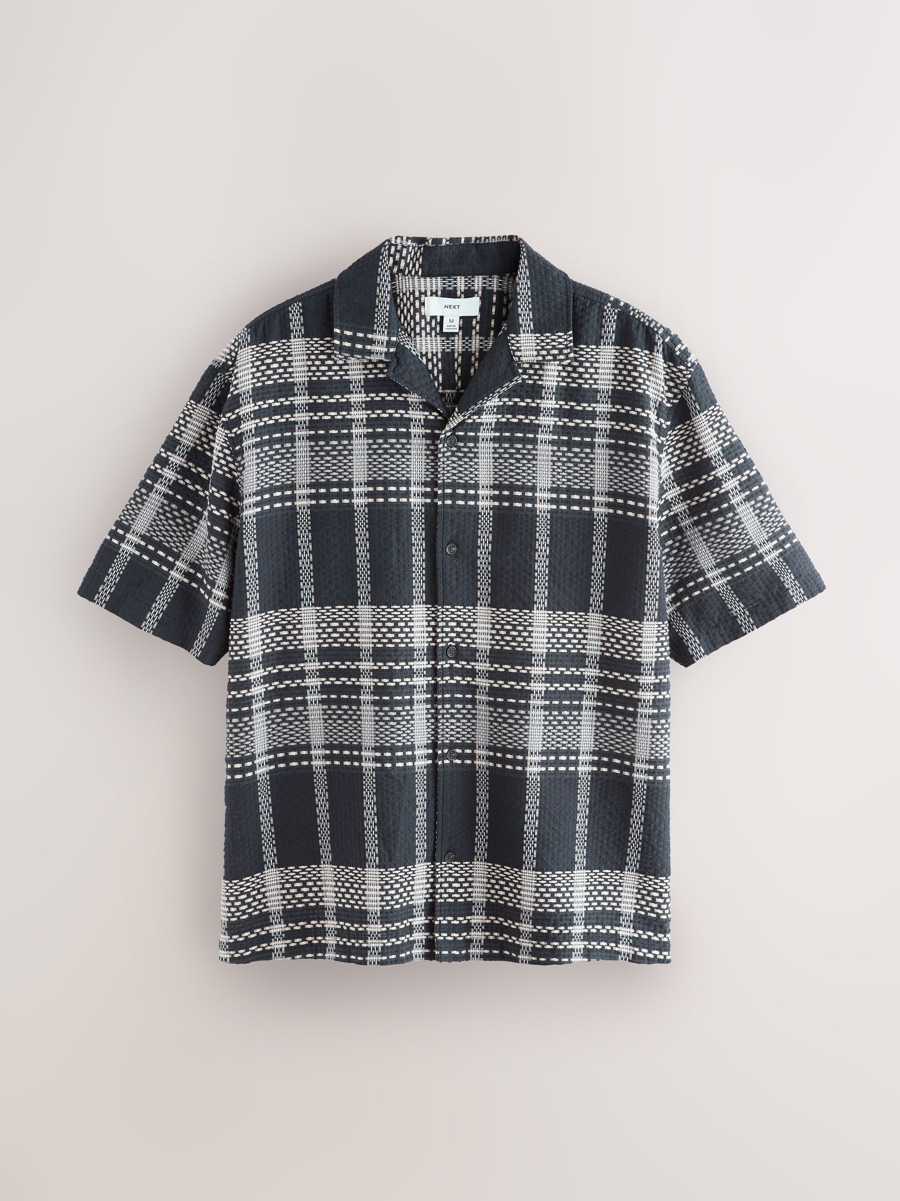 トップス oversized B D check short sleeve shirt Buy Black Relaxed Fit Waffle Check Short Sleeve Shirt from Next USA